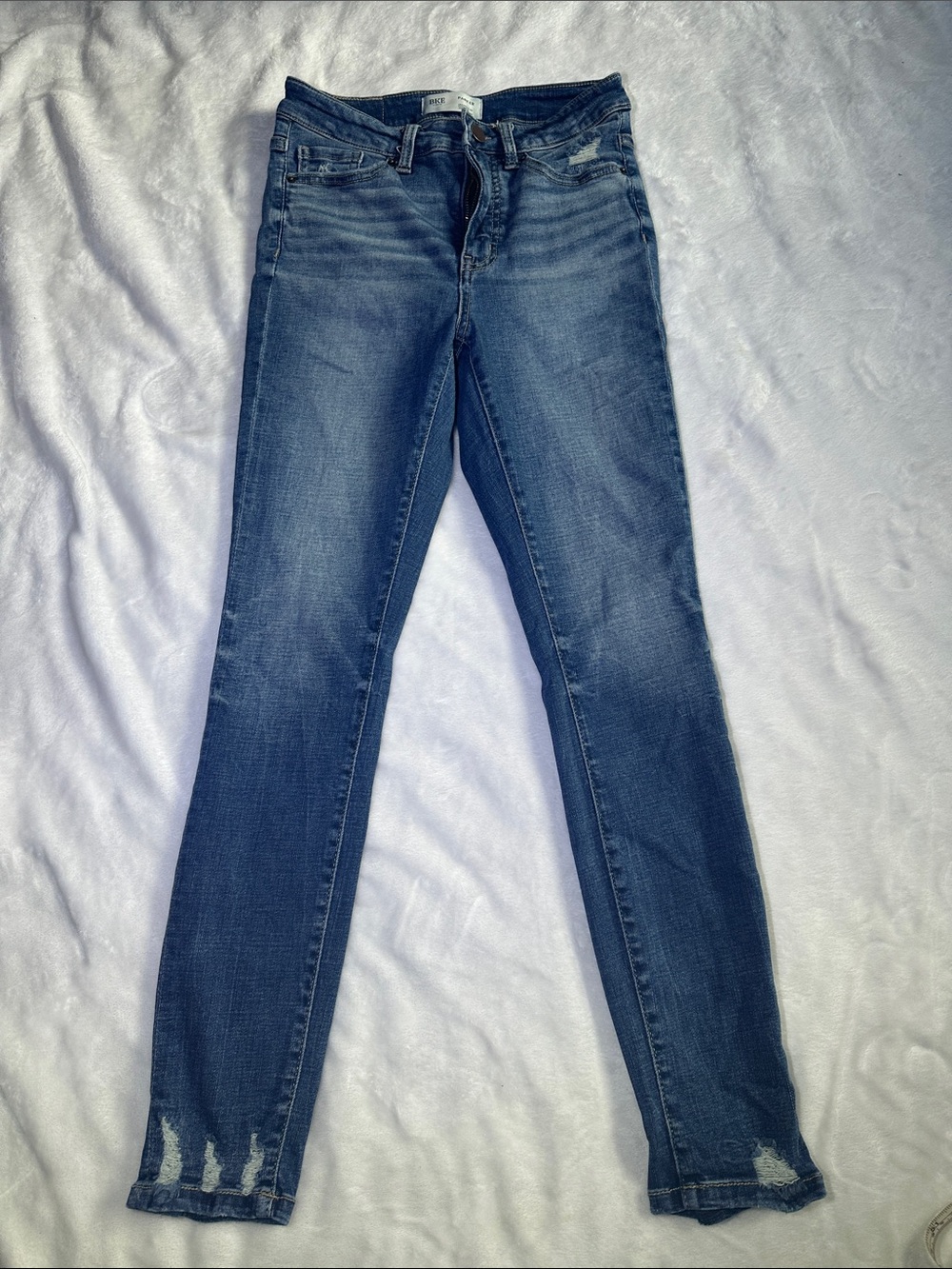 BKE Women's Dark Blue Skinny Jeans - Faded Stretch Denim